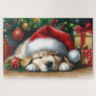 Christmas Golden Retriever Puppy Jigsaw Puzzle