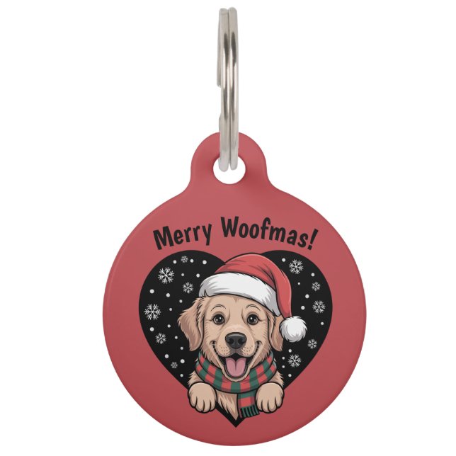 Christmas Golden Retriever - Santa Dog Pet Tag (Front)