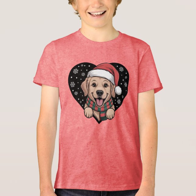 Christmas Golden Retriever - Santa Dog Tri-Blend Shirt (Front)