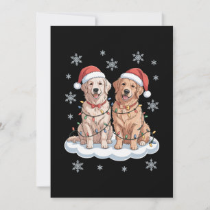 Christmas Golden Retriever Santa Hat Lights Snow Invitation