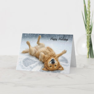 Christmas Golden Retriever Snow Angel Holiday Card