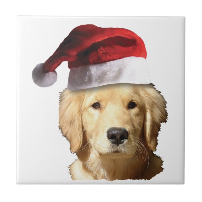 Christmas Golden Retriever Tile (Front)