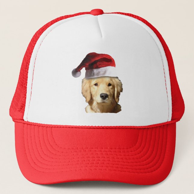 Christmas Golden Retriever Trucker Hat (Front)