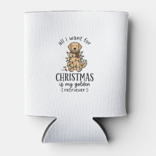 Christmas Golden Retriever Wish List Design Can Cooler