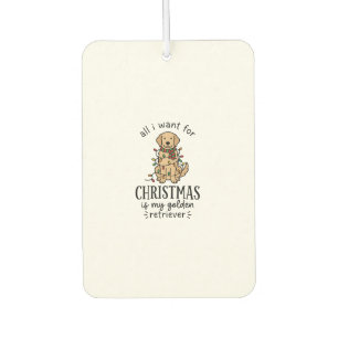 Christmas Golden Retriever Wish List Design Car Air Freshener