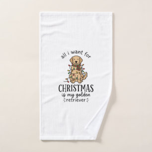 Christmas Golden Retriever Wish List Design Hand Towel