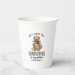 Christmas Golden Retriever Wish List Design Paper Cups