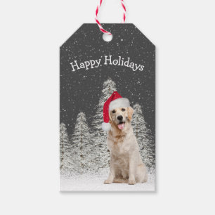 Christmas Golden Retriever with Snowflakes Gift Tags