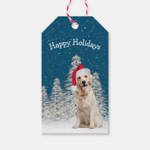 Christmas Golden Retriever with Snowflakes Gift Tags