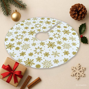 Christmas Golden Snowflakes Brushed Polyester Tree Skirt