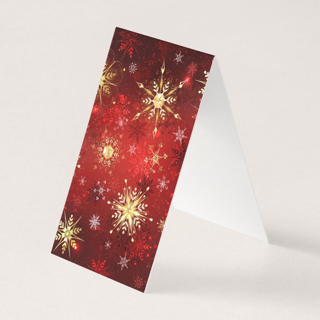 Christmas Golden Snowflakes on Red Background (Back)