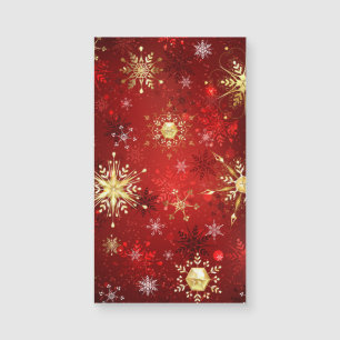 Christmas Golden Snowflakes on Red Background