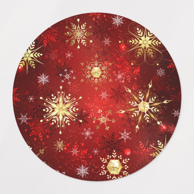 Christmas Golden Snowflakes on Red Background (Design 1)