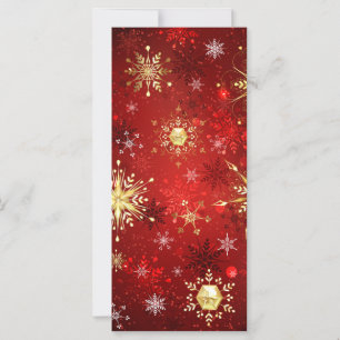 Christmas Golden Snowflakes on Red Background