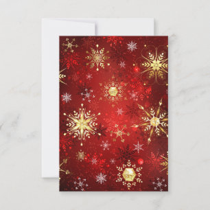Christmas Golden Snowflakes on Red Background