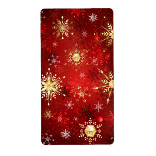 Christmas Golden Snowflakes on Red Background