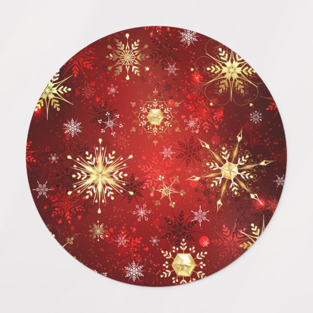 Christmas Golden Snowflakes on Red Background (Design 1)