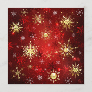 Christmas Golden Snowflakes on Red Background Advice Card