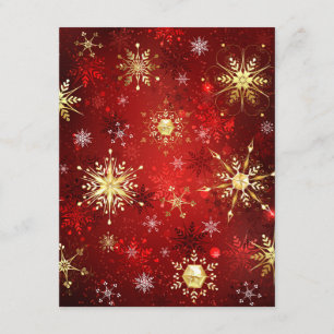 Christmas Golden Snowflakes on Red Background Advice Card