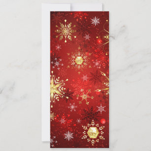 Christmas Golden Snowflakes on Red Background Announcement