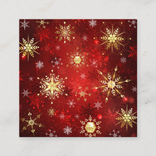 Christmas Golden Snowflakes on Red Background Appointment Card