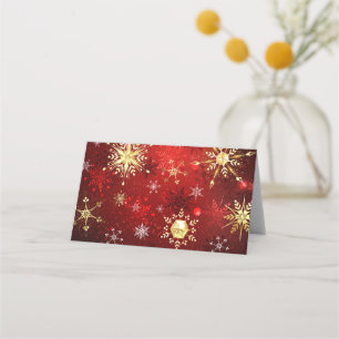 Christmas Golden Snowflakes on Red Background Appointment Card