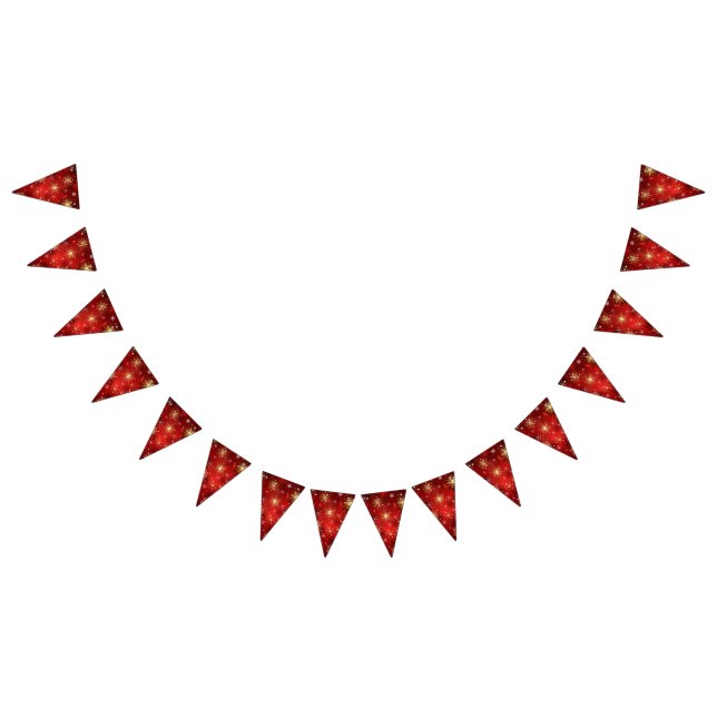 Christmas Golden Snowflakes on Red Background Bunting (All)