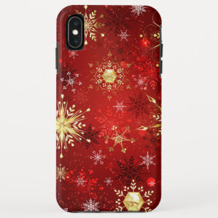 Christmas Golden Snowflakes on Red Background Case-Mate iPhone Case