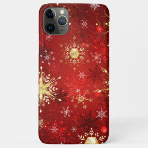 Christmas Golden Snowflakes on Red Background Case-Mate iPhone Case