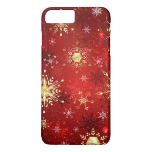 Christmas Golden Snowflakes on Red Background Case-Mate iPhone Case