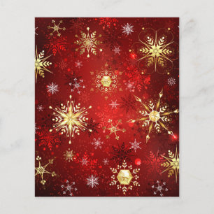 Christmas Golden Snowflakes on Red Background Flyer