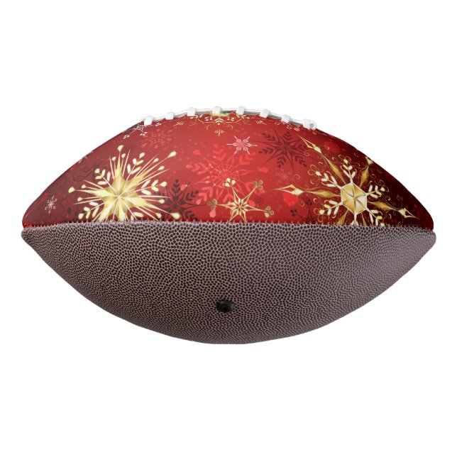 Christmas Golden Snowflakes on Red Background Football (Rotated 270)