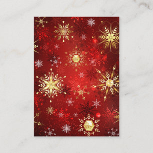 Christmas Golden Snowflakes on Red Background Loyalty Card