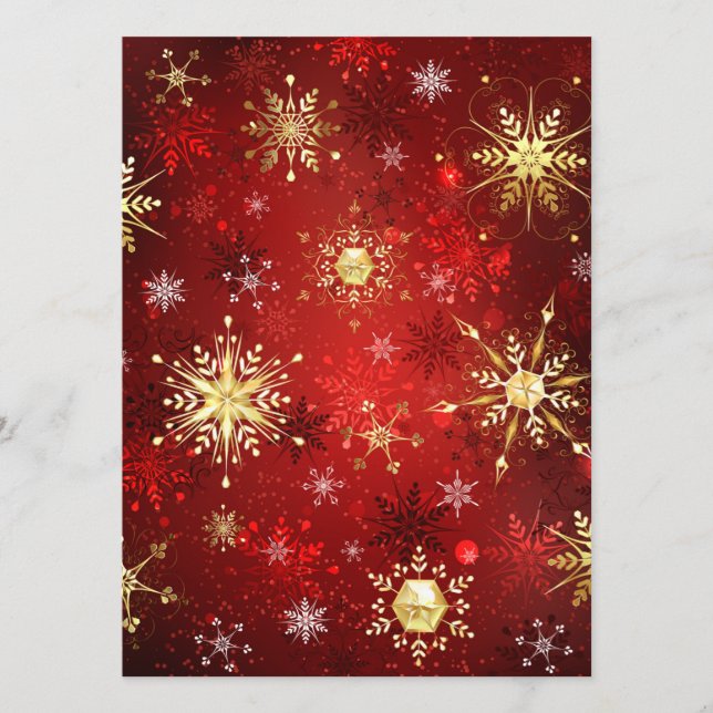 Christmas Golden Snowflakes on Red Background Programme (Front)