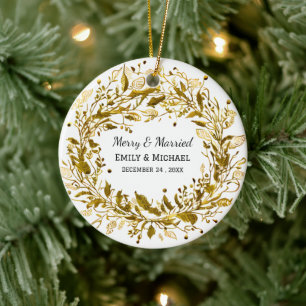 Christmas Golden Wreath Ornament Wedding Favour