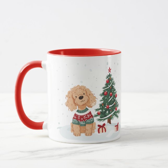 Christmas Goldendoodle Dog Mug (Left)
