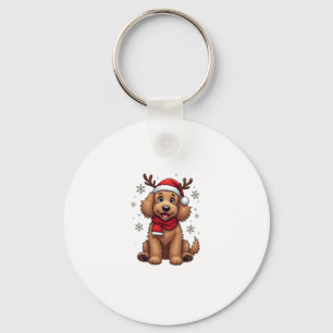 Christmas Goldendoodle Dog Reindeer Holiday Doodle Key Ring