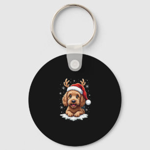 Christmas Goldendoodle Dog Reindeer Holiday Doodle Key Ring