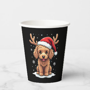 Christmas Goldendoodle Dog Reindeer Holiday Doodle Paper Cups