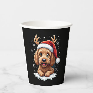 Christmas Goldendoodle Dog Reindeer Holiday Doodle Paper Cups