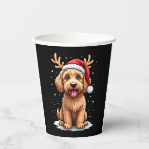Christmas Goldendoodle Dog Reindeer Holiday Doodle Paper Cups