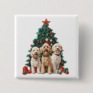 Christmas Goldendoodle Dogs 15 Cm Square Badge