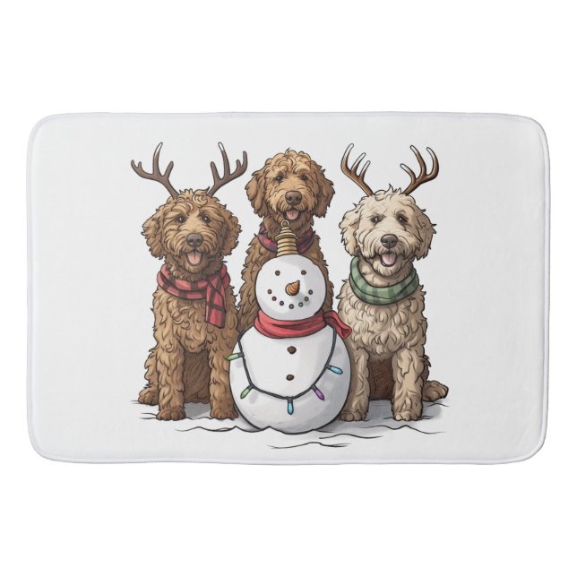 Christmas Goldendoodle Dogs Bath Mat (Front)