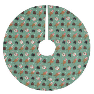 Christmas Goldendoodle Dogs Brushed Polyester Tree Skirt