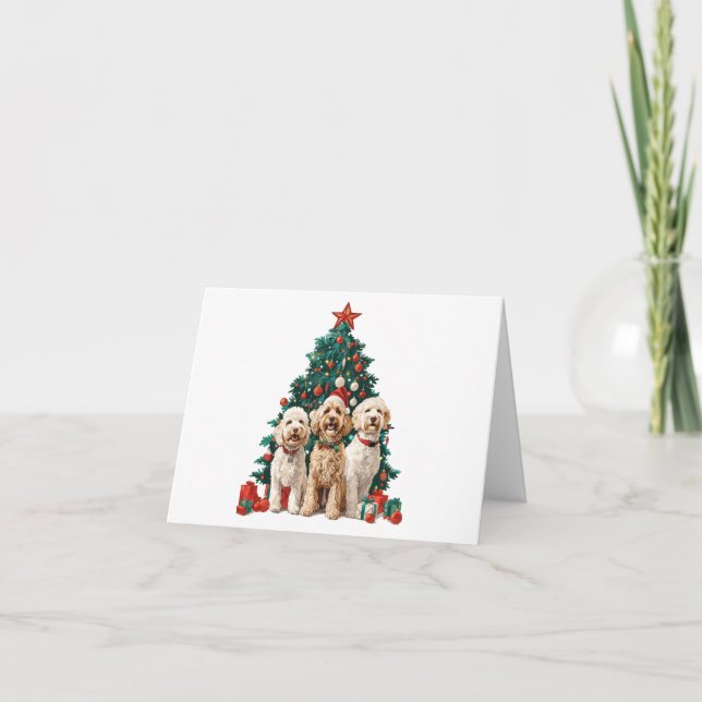 Christmas Goldendoodle Dogs Holiday Card (Front)