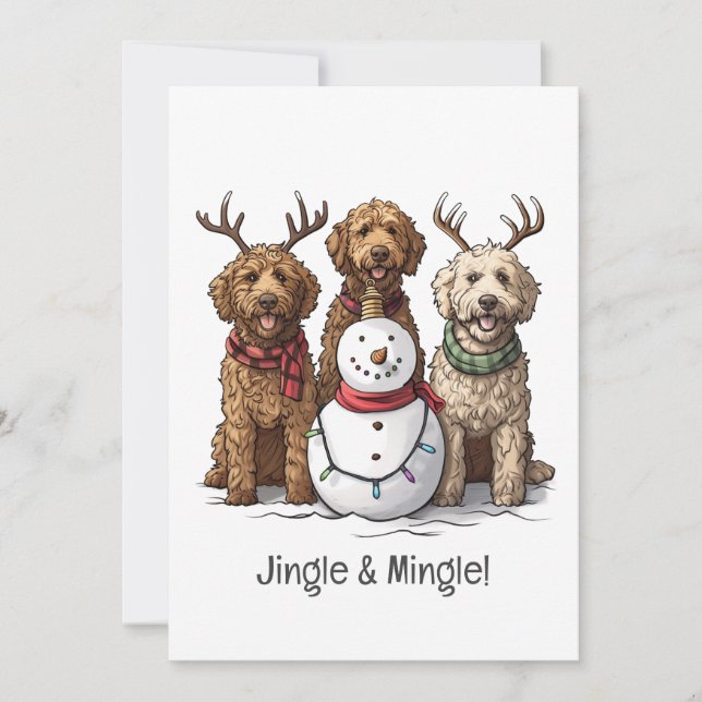 Christmas Goldendoodle Dogs Invitation (Front)