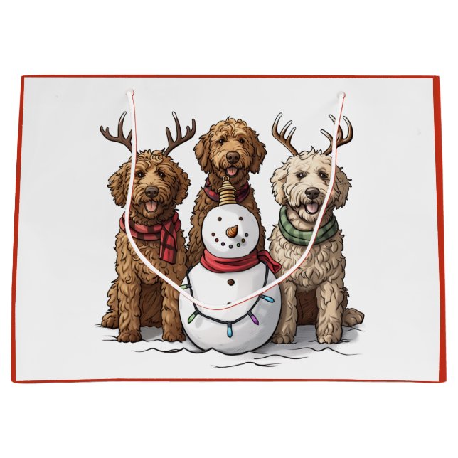 Christmas Goldendoodle Dogs Large Gift Bag (Front)