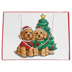 Christmas Goldendoodle Dogs Large Gift Bag
