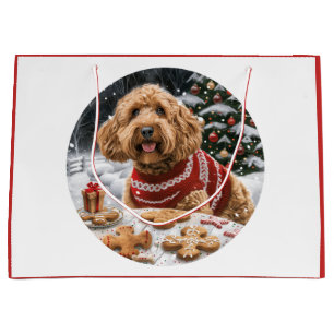 Christmas Goldendoodle Dogs Large Gift Bag