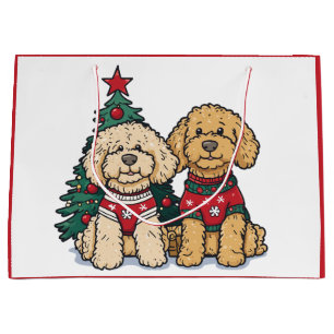 Christmas Goldendoodle Dogs Large Gift Bag